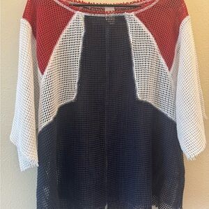 We The Free Red, White, and Blue Mesh Top